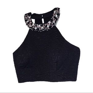 Crystal Embroidered Crop Prom Top For Dress.